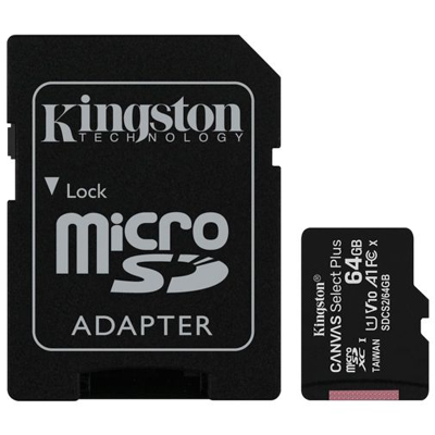 Afbeelding van Kingston MicroSDHC Card 64GB Class 10 + SD Adapter
