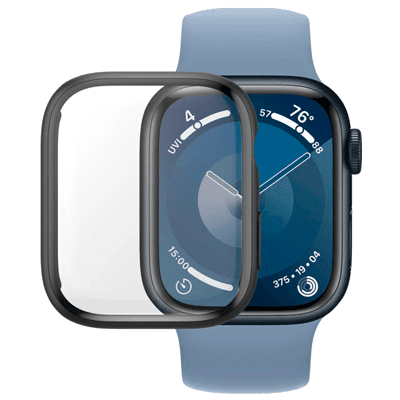 Image de Coque Apple Watch 9 41 mm: PanzerGlass Full Body Intercalaire Noir Silicones Et TPU (doux) Smart Covers