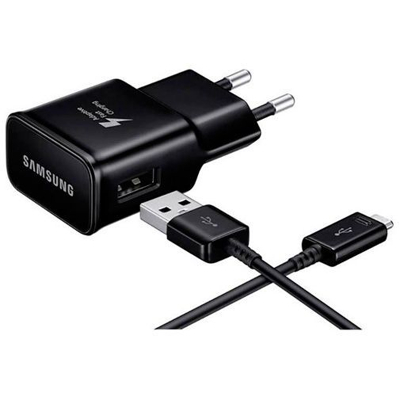 Afbeelding van Snellader Samsung 1 poort (USB A, Adaptive Fast Charging, 15W, Micro USB kabel, Zwart)