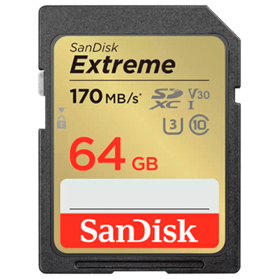 Billede af SanDisk SDXC Extreme 64GB 170MB/s UHS I C10 V30 U3 Hukommelseskort