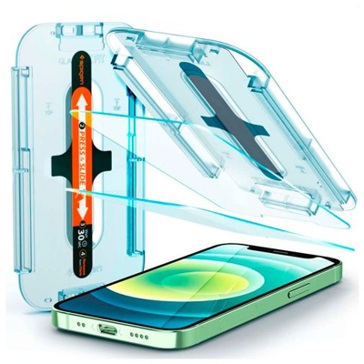 Afbeelding van 2 Pack Screenprotectors Apple iPhone 12 Mini: Spigen GLAStR Fit Duo + Applicator