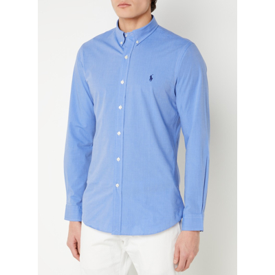 Afbeelding van Ralph Lauren heren Slim fit overhemd met streepprint en logoborduring in de kleur Blauw, maat: M