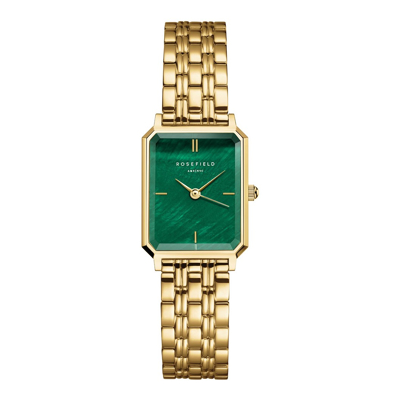 Afbeelding van Rosefield OEGSG O79 Octagon XS Emerald Gold horloge dameshorloge Goudkleur