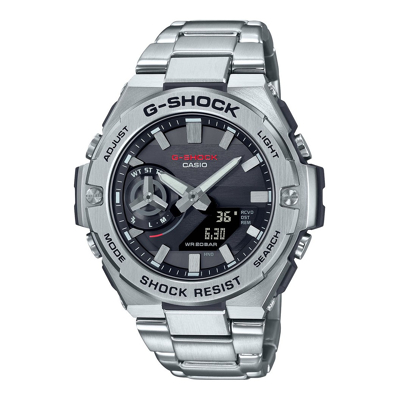 Afbeelding van Casio G Shock GST B500D 1AER Steel horloge ZilverkleurZwart