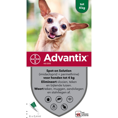 Afbeelding van Advantix 40 hond tot 4kg 6 pipetten