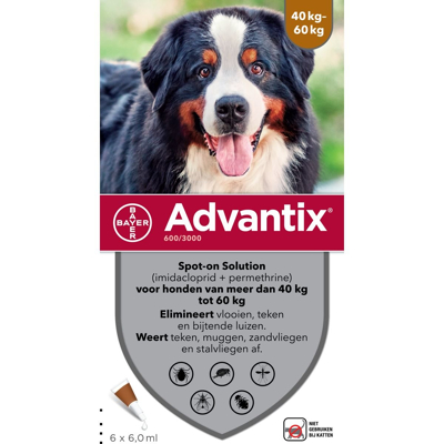 Afbeelding van Advantix Spot On 600 6 ml Anti vlooien en tekenmiddel pip 40 60 Kg