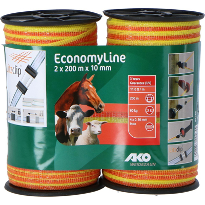 Afbeelding van Ako lint economyline voordeelpak geel / oranje 10 mm 2x200m