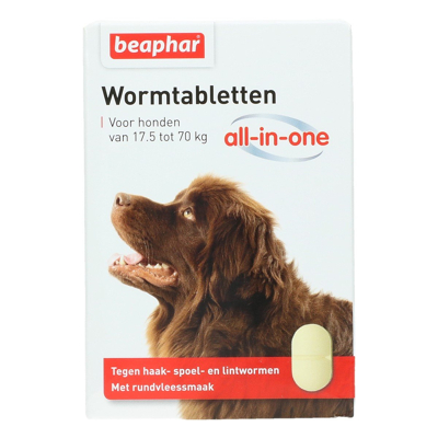 Afbeelding van Beaphar Wormtabletten All in One hond (17,5 70kg) 2 Tabletten
