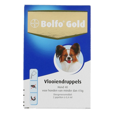 Afbeelding van Bolfo Gold Hond Vlooiendruppels 40: 4 PIPET 0.4 ML (29850)