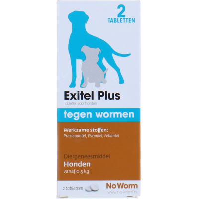 Afbeelding van No Worm Exitel Plus Hond Vanaf 0.5 Kg Anti wormenmiddel 2 tab