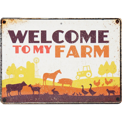 Afbeelding van Waakbord Metaal &quot;Welcome to my farm&quot;