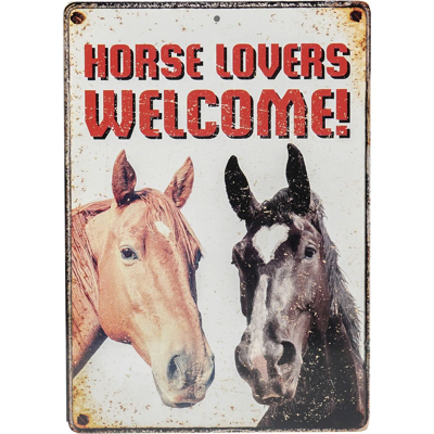 Afbeelding van Waakbord Metaal &quot;Horse Lovers Welcome&quot;