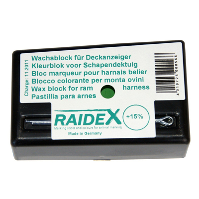 Afbeelding van Raidex Dekblok Groen Geschikt Voor Schapen Rammen Krijtblok Veeverzorging Dierherkenning Bevestiging in Nylon of Leren Dektuig