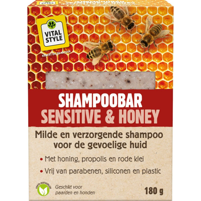 Afbeelding van Vitalstyle Shampoobar Sensitive &amp; Honey Paardenvachtverzorging 180 g