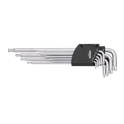Imagem de SONIC 600909 Kit de chaves parafusos angulares T10, T15, T20, T25, T27, T30, T40, T45, T50 aço cromo vanádio 9