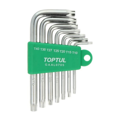 Imagem de TOPTUL GAAL0705 Kit de chaves parafusos angulares T10, T15, T20, T25, T27, T30, T40 aço cromo vanádio 7