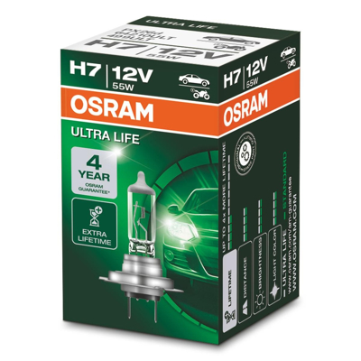 Abbildung von OSRAM 64210ULT Glühlampe, Fernscheinwerfer H7 12V 55W 3200K Halogen VOLKSWAGEN: GOLF 6, Crafter 30 50 Van, FORD: Focus 2, MERCEDES BENZ: eVITO Tourer