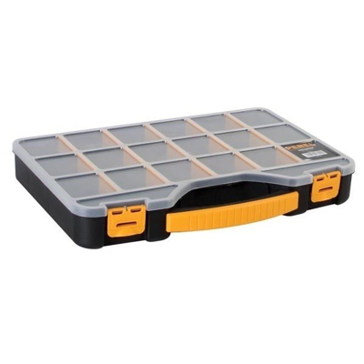 Afbeelding van Perel gereedschapskoffer met 18 vakjes, zwart/geel gereedschap