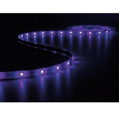 Afbeelding van LED strip met voeding Perel 5 meter (Flexibel, 12V, Muziekgestuurd, 150 LEDs, RGB)