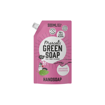 Afbeelding van 2+2 gratis2+2 gratis: Marcel&#039;s Green Soap Handzeep Patchouli &amp; Cranberry Navul Stazak 500 ml
