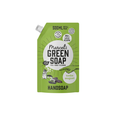 Afbeelding van 2+2 gratis2+2 gratis: Marcel&#039;s Green Soap Handzeep Tonka &amp; Muguet Navul Stazak 500 ml