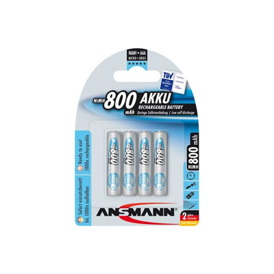 Afbeelding van Ansmann Batterijen NiMH Accu Micro AAA 800 mAh 4 stuks