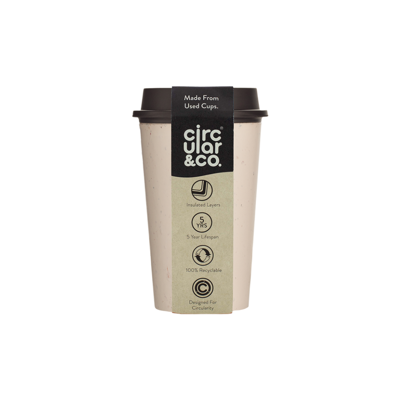 Afbeelding van NOW Cup Biaretto herbruikbare koffiebeker met deksel crème/zwart 340ml