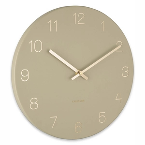 Afbeelding van Wall clock Charm engraved numbers small olive grn Majorr