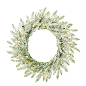 Afbeelding van Kerstkrans Black Box Trees Brewer Wreath Green Frosted 60 cm LED