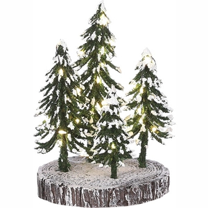 Afbeelding van 4 Snowy trees on base with warm white light battery operated Luville