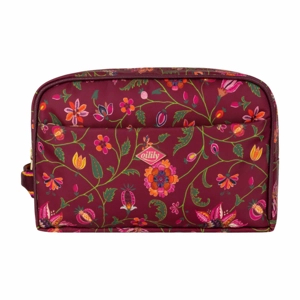 Afbeelding van Toilettas Oilily Dames Chloe Pocket Cosmetic Bag Joy Flowers Chocolate