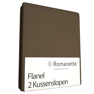 Afbeelding van Kussenslopen Romanette Taupe (Flanel) (set van 2)