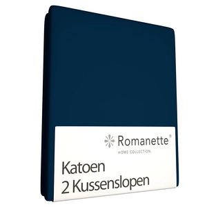 Afbeelding van Kussenslopen Romanette Donkerblauw (Katoen) (set van 2)
