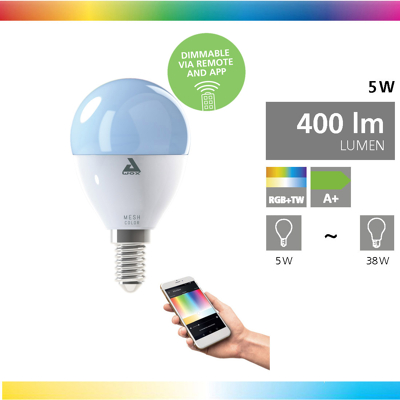 Abbildung von Eglo 11672 Smart Light Connect LED Leuchtmittel E14 P50 5W BLE/RGB/CCT