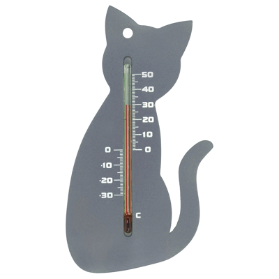 Afbeelding van Nature Muurthermometer Kat Thermometer Grijs