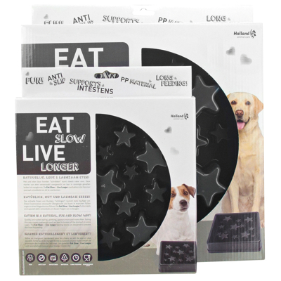 Afbeelding van Eat Slow Live Longer Anti Schrok Voerbak Ster Grijs Hondenvoerbak 20 cm