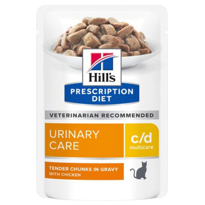 Afbeelding van Hill&#039;s Prescription Diet C/D Multicare Urinary Care Maaltijdzakjes Kattenvoer Kip 12x85 g
