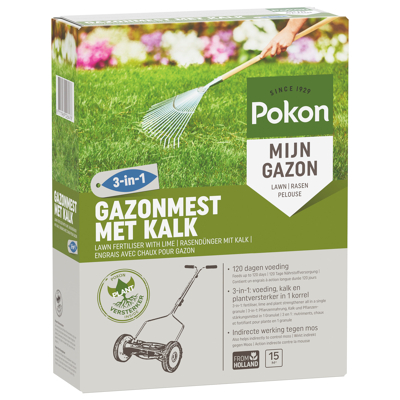 Afbeelding van Pokon Gazonmest Met Kalk 3 In 1 Gazonmeststoffen 15 m2