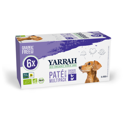 Afbeelding van Yarrah Bio Hondenvoer Alu Pate Graanvrij 6x150 g Kip&amp;Kalkoen
