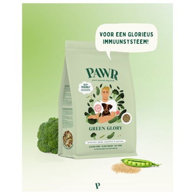 Afbeelding van Pawr Plantaardig Green Glory Hondenvoer Broccoli Erwt Courgette 750 g Glutenvrij Sojavrij