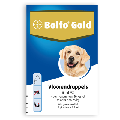 Afbeelding van Bolfo Gold Hond Vlooiendruppels 250: 2 PIPET 2.5 ML (29852)
