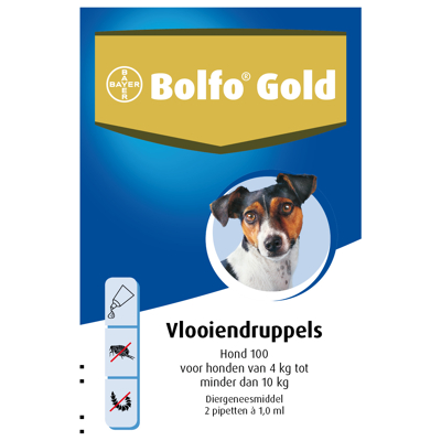 Afbeelding van Bolfo Gold Hond Vlooiendruppels 100: 2 PIPET 1.0 ML (29851)