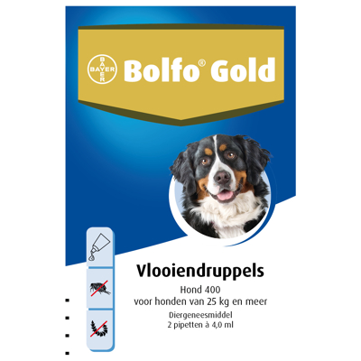 Afbeelding van Bolfo Gold Hond Vlooiendruppels 400: 2 PIPET 4.0 ML (29853)
