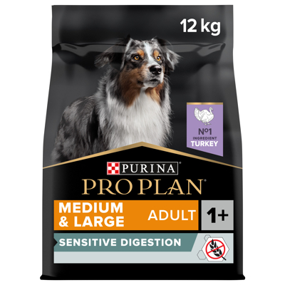 Afbeelding van Pro Plan Dog Adult Medium &amp; Large Sensitive Digestion Grain Free Kalkoen Hondenvoer 12 kg