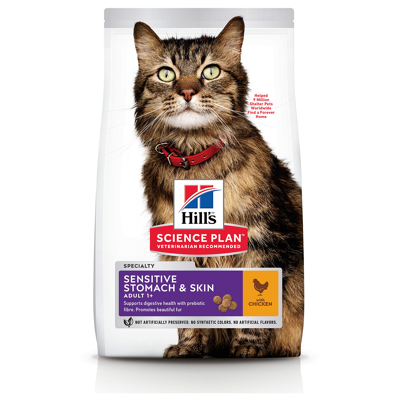 Afbeelding van Hill&#039;s Feline Adult Sensitive Stomach &amp; Skin Kip Kattenvoer 7 kg