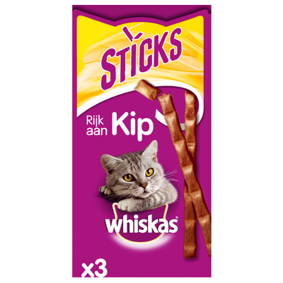 Afbeelding van Whiskas Sticks 18 g Kattensnack Kip