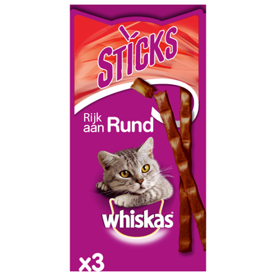 Afbeelding van Whiskas Sticks 18 g Kattensnack Rund