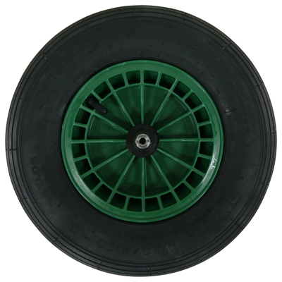 Afbeelding van Kruiwagenwiel kunststof groen as 13 cm 2ply