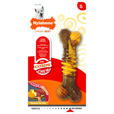 Afbeelding van Nylabone Extreme Chew Textured Bone Beef &amp; Cheese Kaas&amp;Rund Hondenspeelgoed S