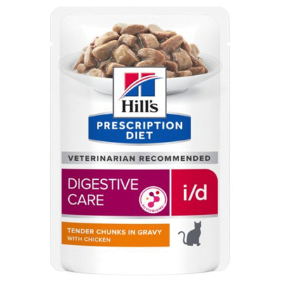 Afbeelding van Hill&#039;s Prescription Diet I/D Digestive Care Maaltijdzakjes Kattenvoer Kip 12x85 g